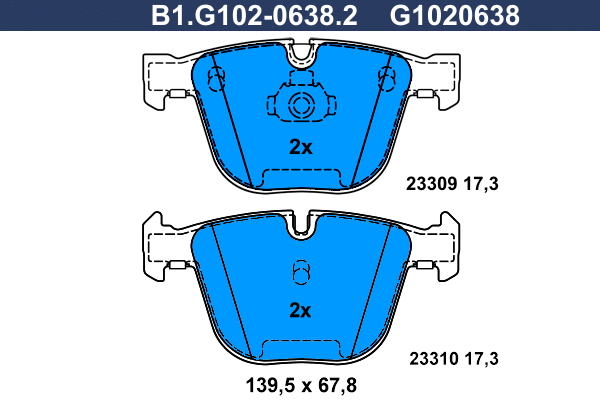 Brake Pad Set, disc brake (B1.G102-0638.2)
