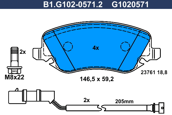 Brake Pad Set, disc brake (B1.G102-0571.2)