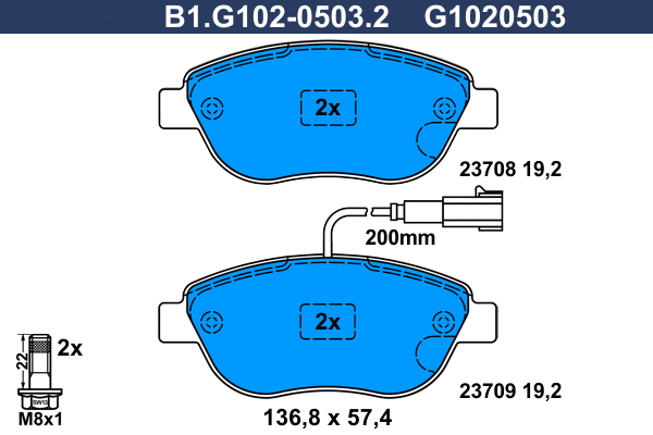 Brake Pad Set, disc brake (B1.G102-0503.2)