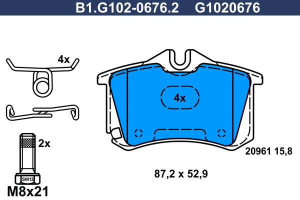 Brake Pad Set, disc brake (B1.G102-0676.2)