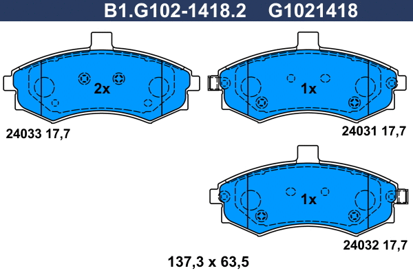 Brake Pad Set, disc brake (B1.G102-1418.2)