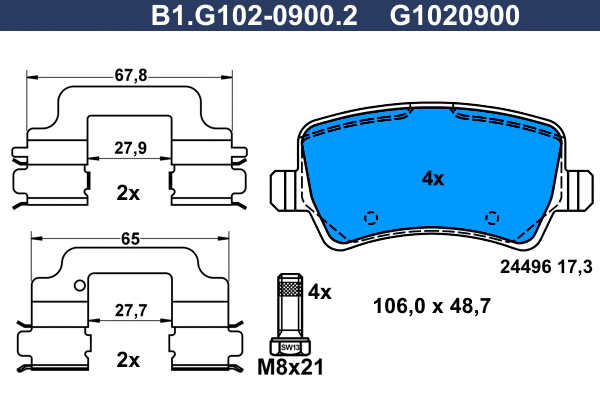 Brake Pad Set, disc brake (B1.G102-0900.2)