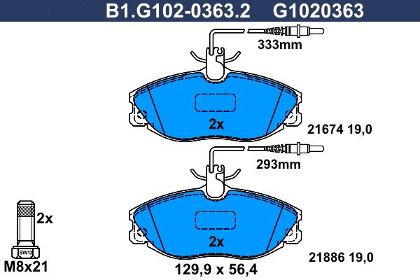 Brake Pad Set, disc brake (B1.G102-0363.2)