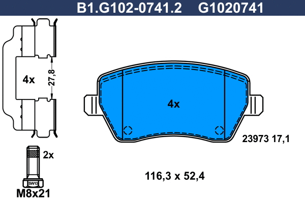 Brake Pad Set, disc brake (B1.G102-0741.2)