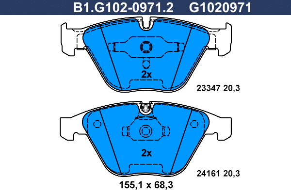 Brake Pad Set, disc brake (B1.G102-0971.2)