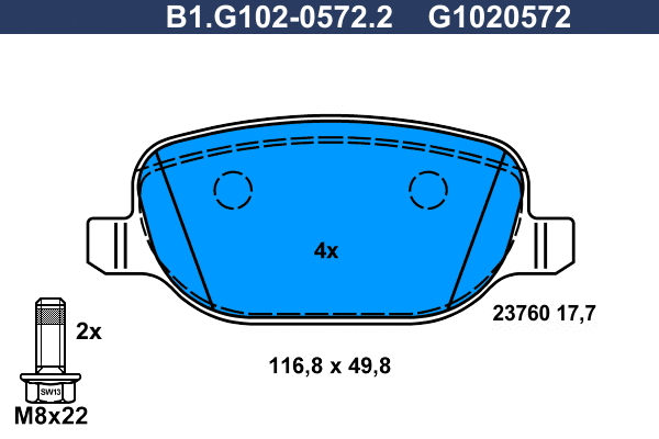Brake Pad Set, disc brake (B1.G102-0572.2)