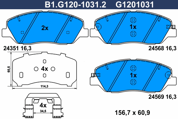 Brake Pad Set, disc brake (B1.G120-1031.2)