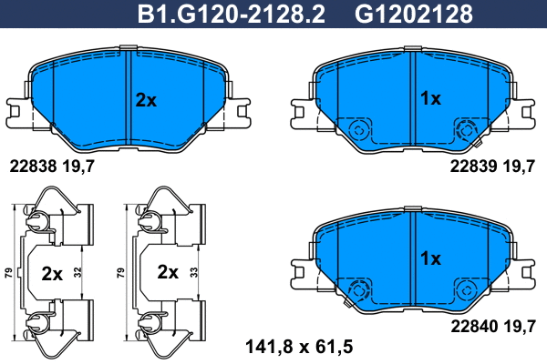 Brake Pad Set, disc brake (B1.G120-2128.2)