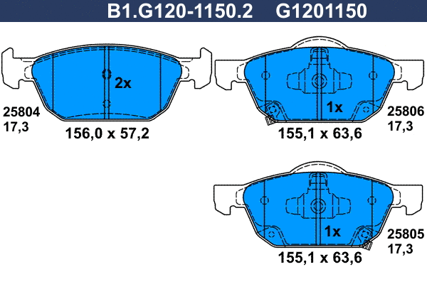 Brake Pad Set, disc brake (B1.G120-1150.2)