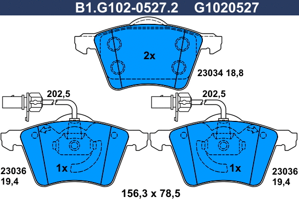 Brake Pad Set, disc brake (B1.G102-0527.2)