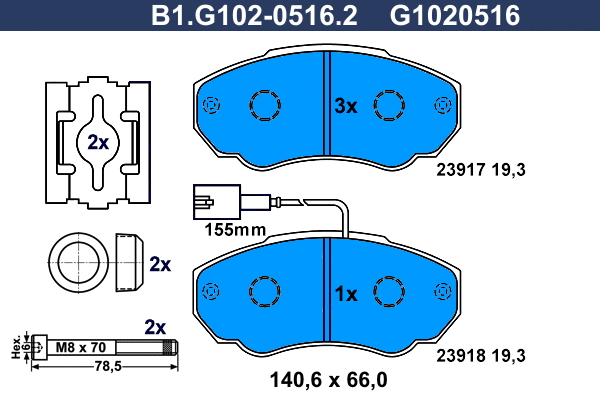 Brake Pad Set, disc brake (B1.G102-0516.2)