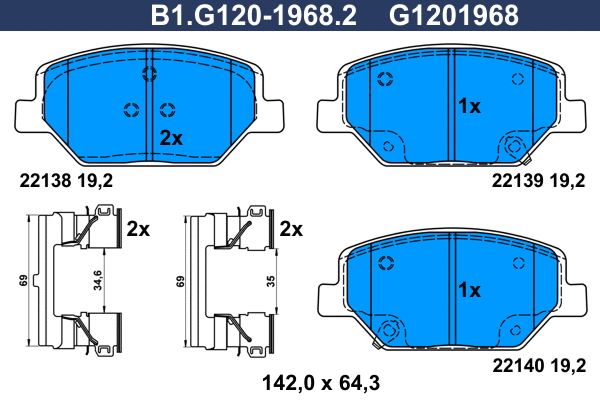 Brake Pad Set, disc brake (B1.G120-1968.2)