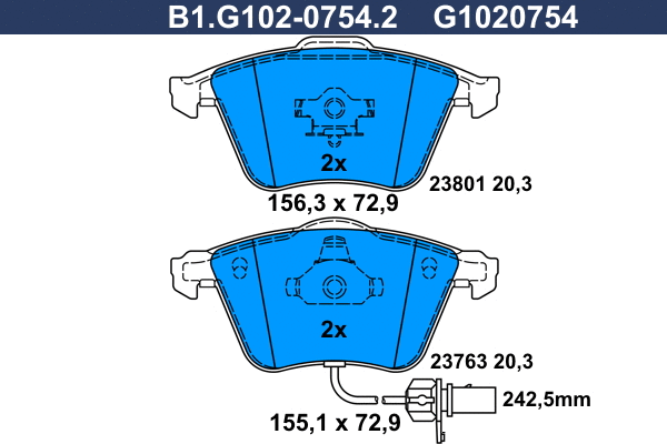 Brake Pad Set, disc brake (B1.G102-0754.2)