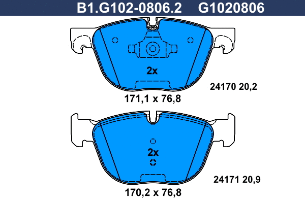 Brake Pad Set, disc brake (B1.G102-0806.2)