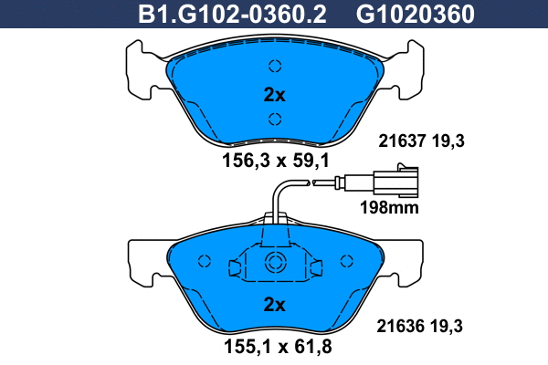 Brake Pad Set, disc brake (B1.G102-0360.2)