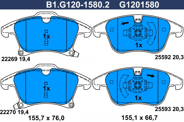 Brake Pad Set, disc brake (B1.G120-1580.2)