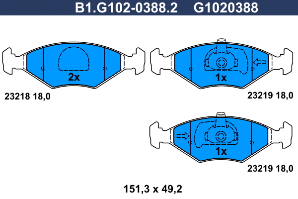 Brake Pad Set, disc brake (B1.G102-0388.2)