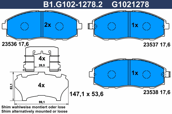 Brake Pad Set, disc brake (B1.G102-1278.2)