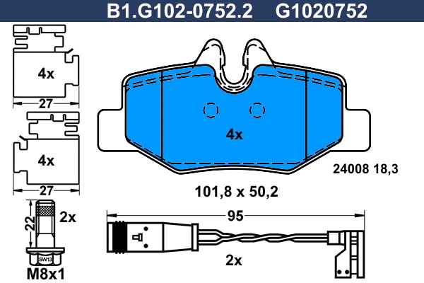 Brake Pad Set, disc brake (B1.G102-0752.2)