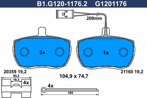 Brake Pad Set, disc brake (B1.G120-1176.2)