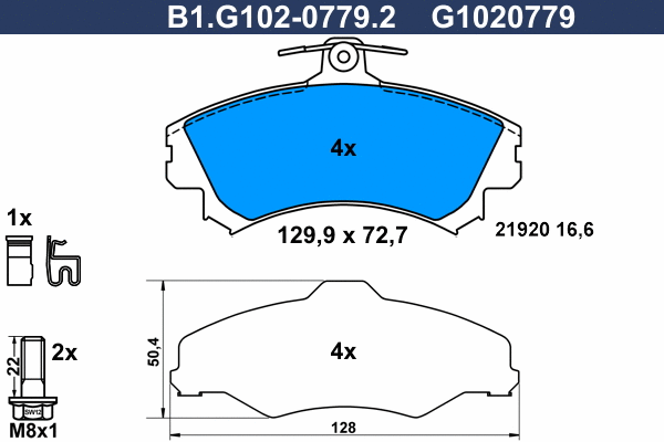 Brake Pad Set, disc brake (B1.G102-0779.2)