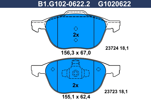 Brake Pad Set, disc brake (B1.G102-0622.2)