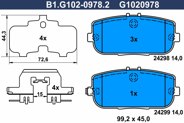 Brake Pad Set, disc brake (B1.G102-0978.2)