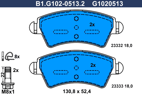 Brake Pad Set, disc brake (B1.G102-0513.2)