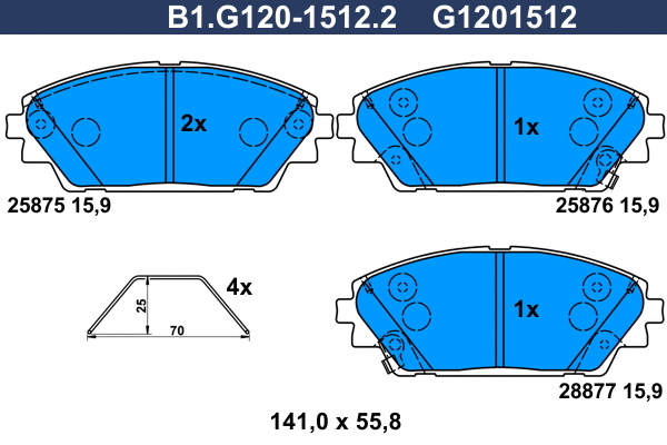 Brake Pad Set, disc brake (B1.G120-1512.2)