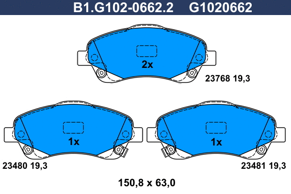 Brake Pad Set, disc brake (B1.G102-0662.2)