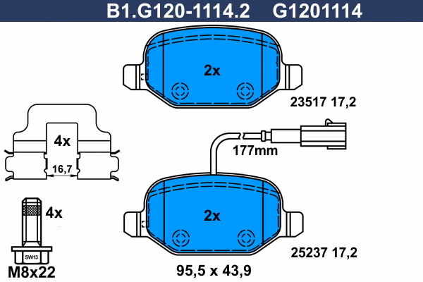 Brake Pad Set, disc brake (B1.G120-1114.2)
