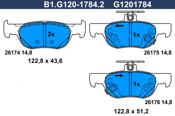 Brake Pad Set, disc brake (B1.G120-1784.2)