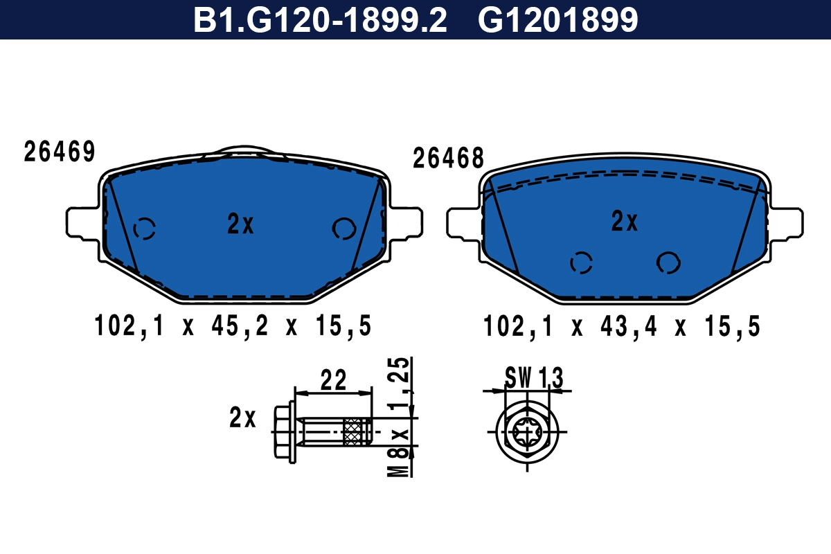 Brake Pad Set, disc brake (B1.G120-1899.2)