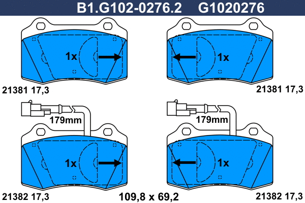 Brake Pad Set, disc brake (B1.G102-0276.2)