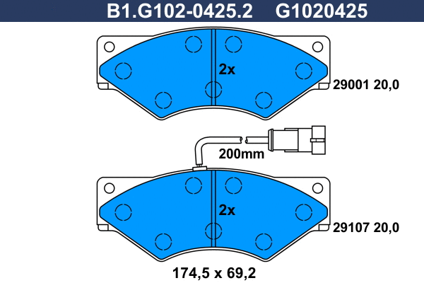 Brake Pad Set, disc brake (B1.G102-0425.2)