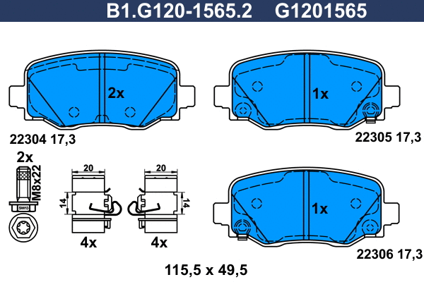Brake Pad Set, disc brake (B1.G120-1565.2)