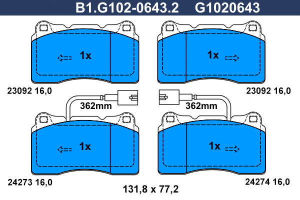 Brake Pad Set, disc brake (B1.G102-0643.2)