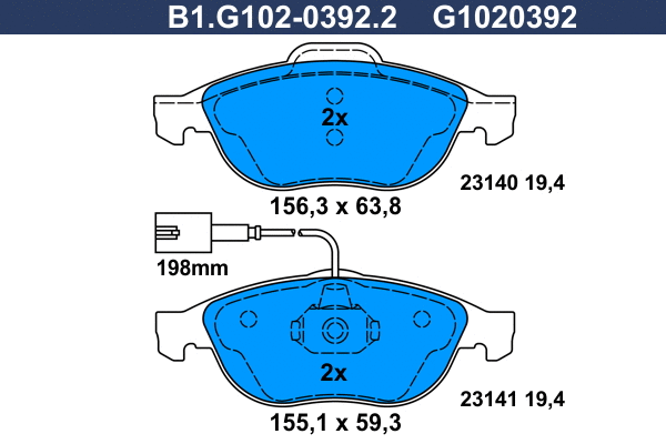 Brake Pad Set, disc brake (B1.G102-0392.2)