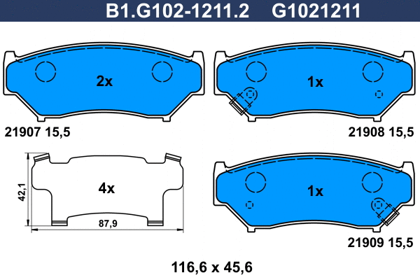 Brake Pad Set, disc brake (B1.G102-1211.2)