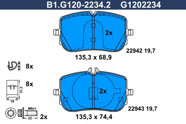 Brake Pad Set, disc brake (B1.G120-2234.2)