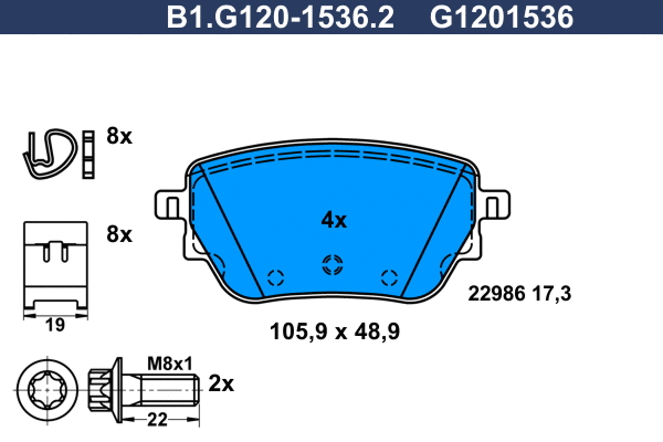 Brake Pad Set, disc brake (B1.G120-1536.2)