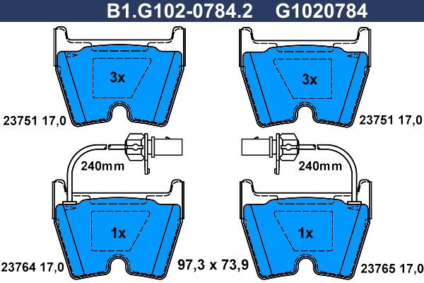 Brake Pad Set, disc brake (B1.G102-0784.2)