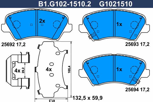 Brake Pad Set, disc brake (B1.G102-1510.2)