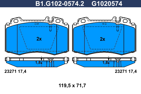 Brake Pad Set, disc brake (B1.G102-0574.2)