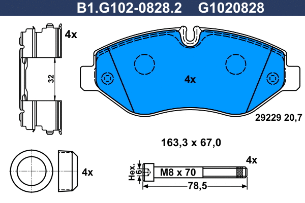Brake Pad Set, disc brake (B1.G102-0828.2)