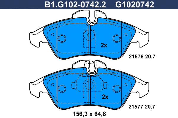 Brake Pad Set, disc brake (B1.G102-0742.2)