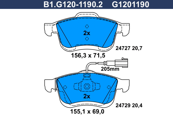 Brake Pad Set, disc brake (B1.G120-1190.2)