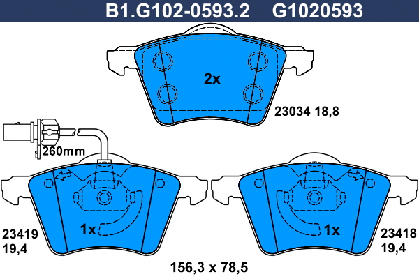 Brake Pad Set, disc brake (B1.G102-0593.2)