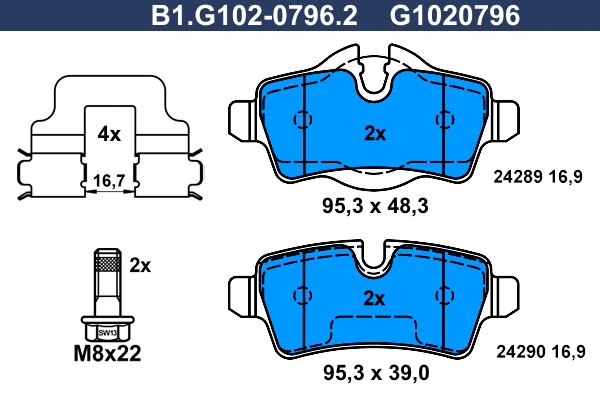 Brake Pad Set, disc brake (B1.G102-0796.2)