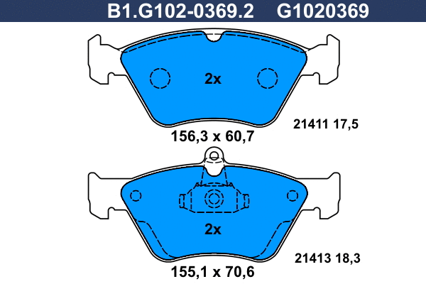 Brake Pad Set, disc brake (B1.G102-0369.2)